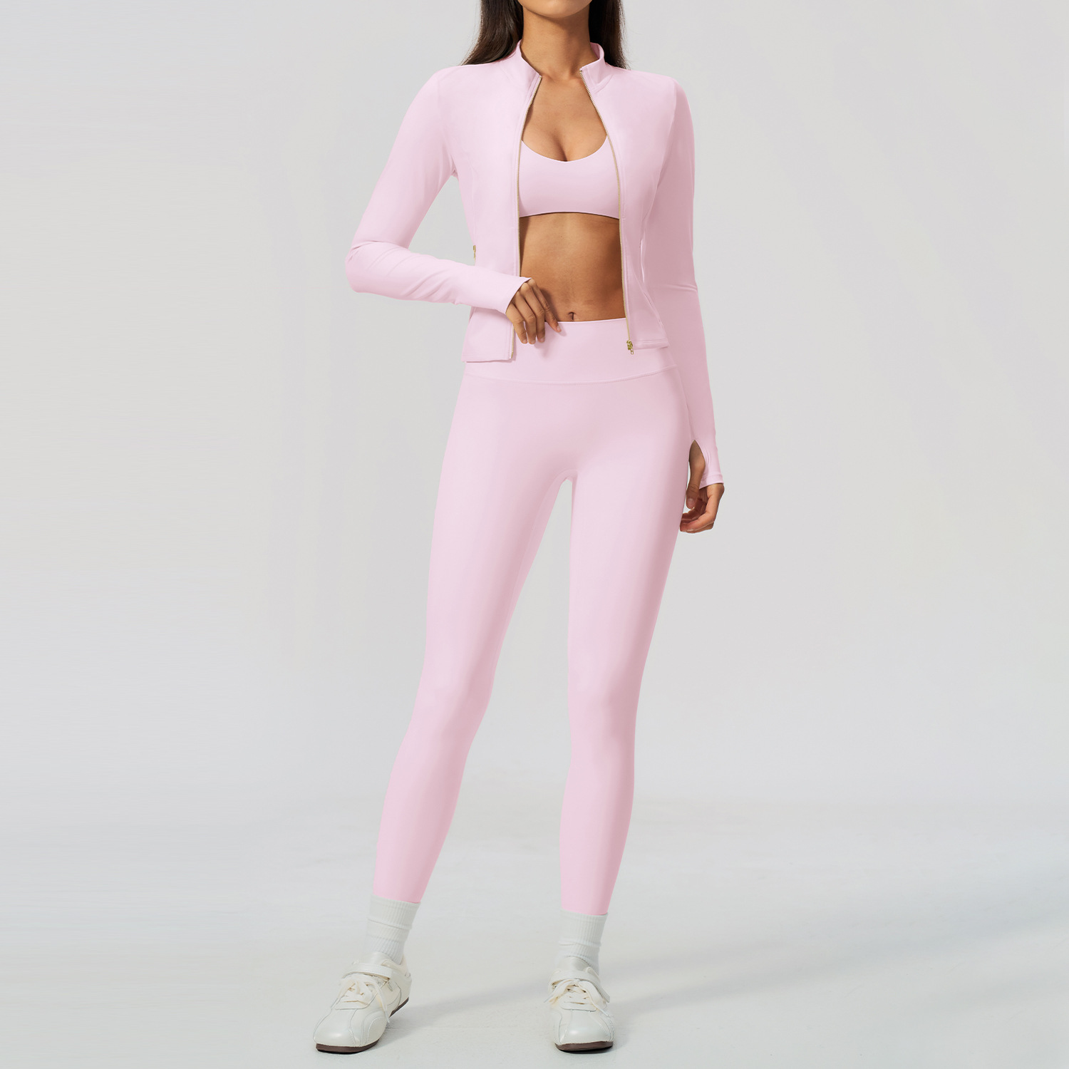 Women 2/3Pcs Yoga Set Zip Up T - Crossfit Equipment ulasan dan harga
