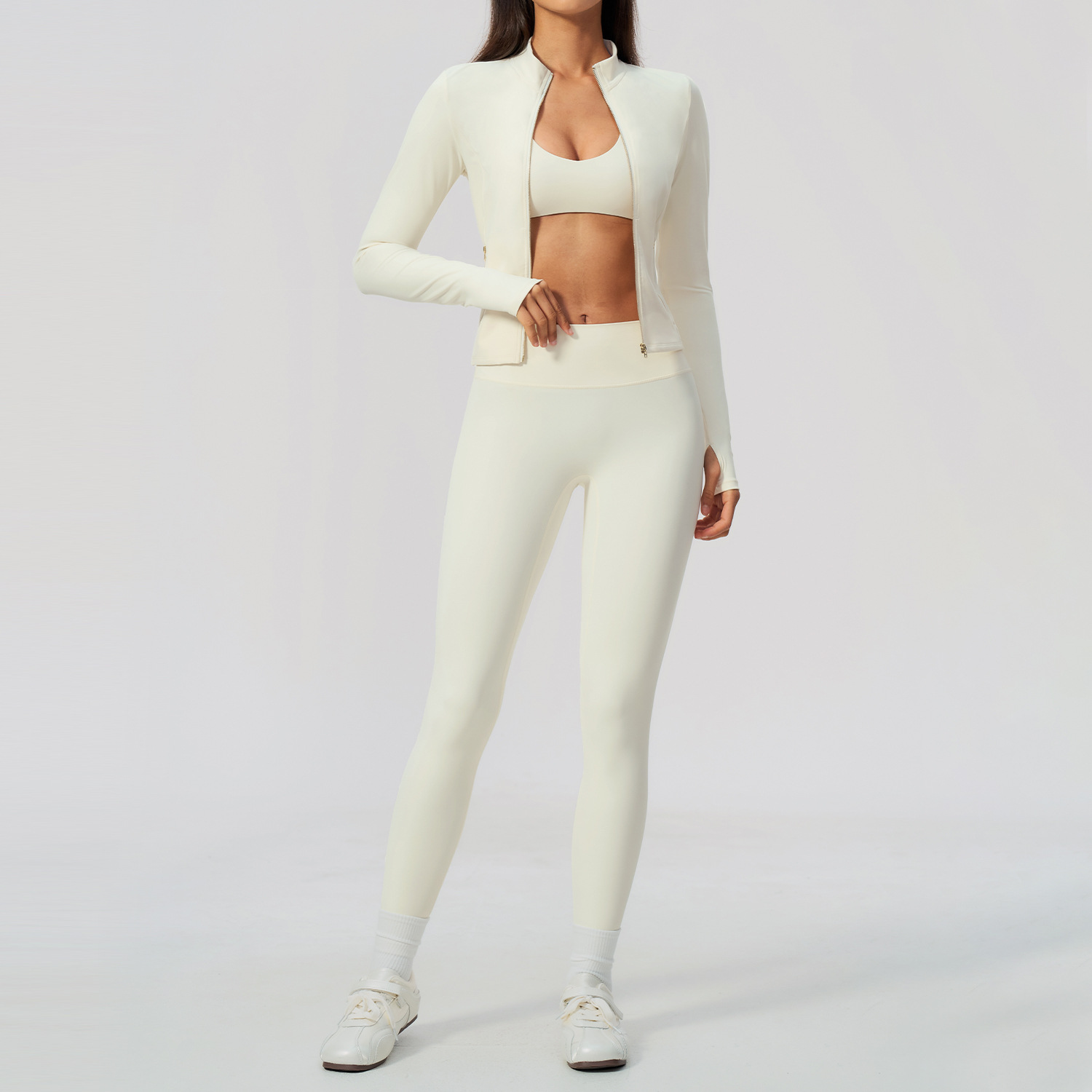 Women 2/3Pcs Yoga Set Zip Up T - Crossfit Equipment ulasan dan harga